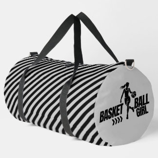 Black And White Striped Basketball Player Girl Duffle Bag