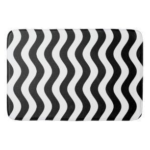 Black and White Striped Bath Mat