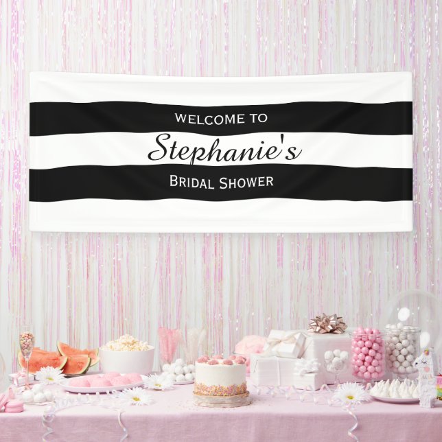 Black and White Striped Bridal Shower Banner (Party)