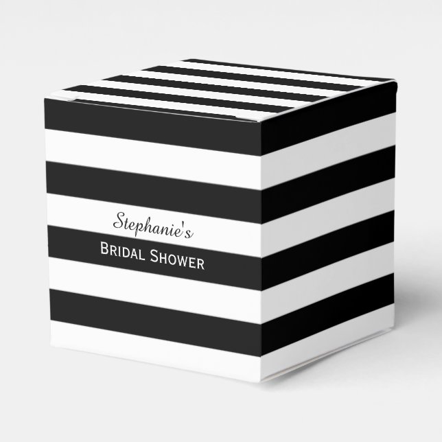 Black and White Striped Bridal Shower Favour Box (Front Side)