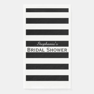 Black and White Striped Bridal Shower Napkin