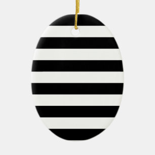 Black and White Striped Ceramic Tree Decoration
