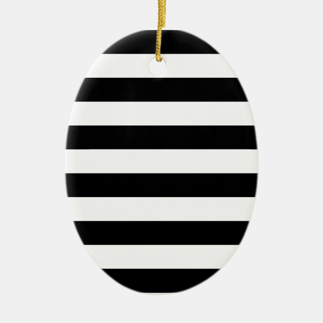 Black and White Striped Ceramic Tree Decoration (Front)