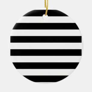 Black and White Striped Ceramic Tree Decoration
