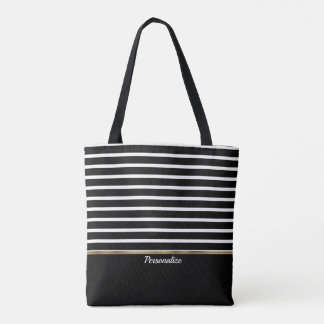 Black and White Striped - Customise Tote Bag