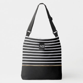 Black and White Striped - Customize Crossbody Bag