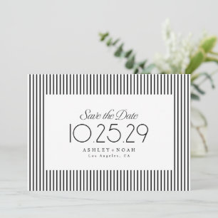 Black And White Striped Elegance Classy Wedding Save The Date