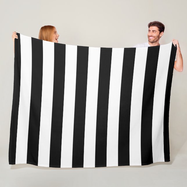 Black and White Striped Fleece Blanket (In Situ)