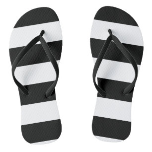 Black and White Striped Flip Flops