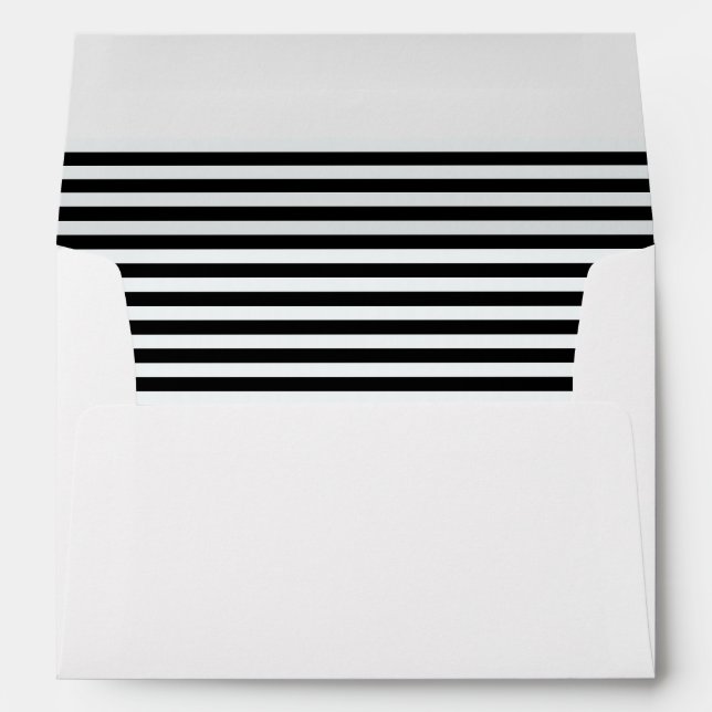 Black and White Striped lined Wedding Envelope (Back (Bottom))