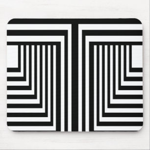 Black and White Striped Mouse Mat