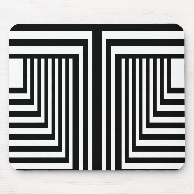 Black and White Striped Mouse Mat (Front)
