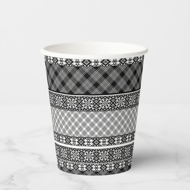 Black and white striped patchwork with lace paper cups (Front)