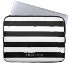 Black and White Striped Pattern Custom Name