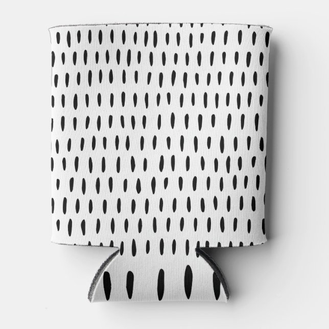 Black and white striped pattern: hand-drawn can cooler (Front)