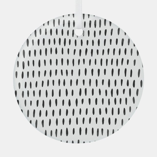 Black and white striped pattern: hand-drawn glass tree decoration (Front)
