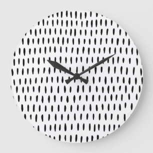 Black and white striped pattern: hand-drawn large clock