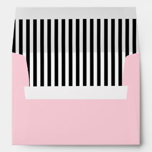 Black and White Striped Pattern with Pastel Pink Envelopes