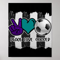 Black and White Striped Peace Love Soccer
