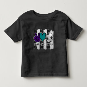 Black and White Striped Peace Love Soccer Toddler T-Shirt