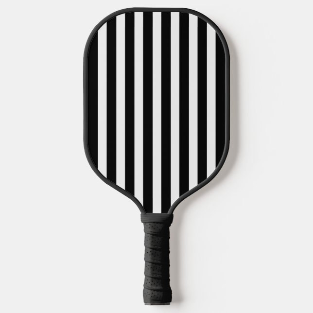 Black and White Striped Pickleball Paddle (Front)