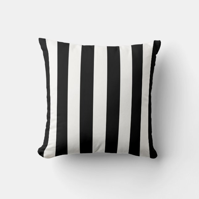 Black and White Striped Pillow (Front)