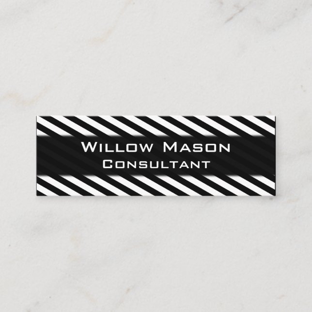 Black and White Striped Professional Business Card (Front)