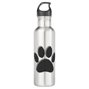 Black and White Striped Puppy Paw Print 710 Ml Water Bottle