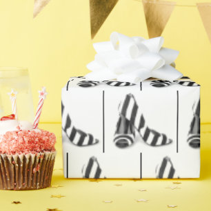 Black and White Striped Shoes Wrapping Paper