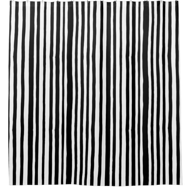 Black and white striped shower curtain (Front)