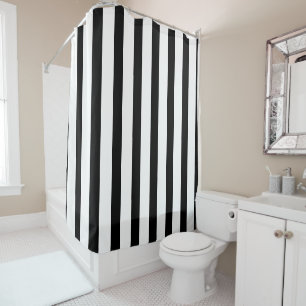 Black and White Striped Shower Curtain