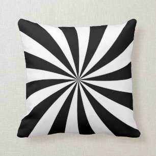 Black and White Striped Starburst Pillow