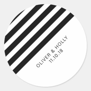 Black and white striped sticker   wedding favour