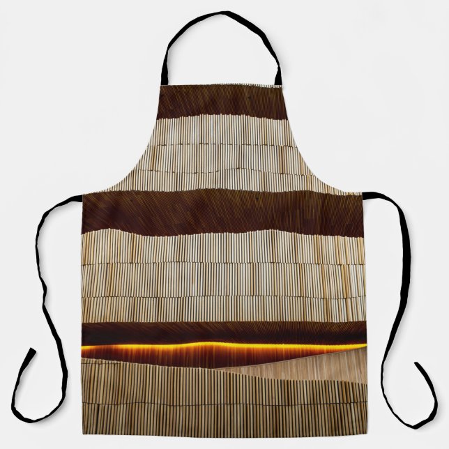 Black and white striped textile apron (Front)