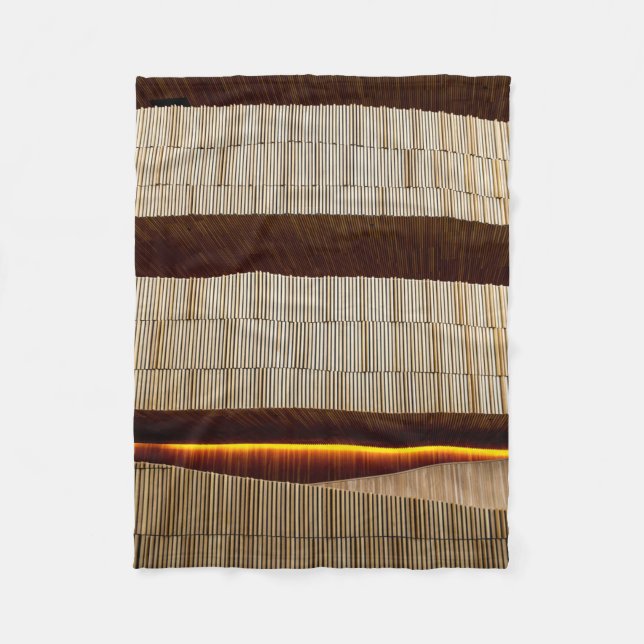 Black and white striped textile fleece blanket (Front)