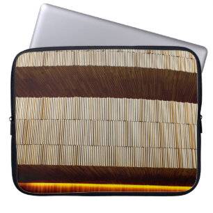 Black and white striped textile laptop sleeve