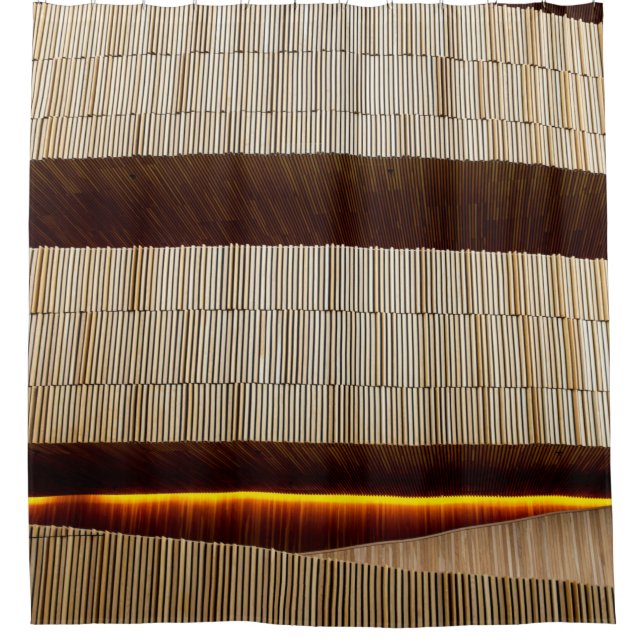 Black and white striped textile shower curtain (Front)