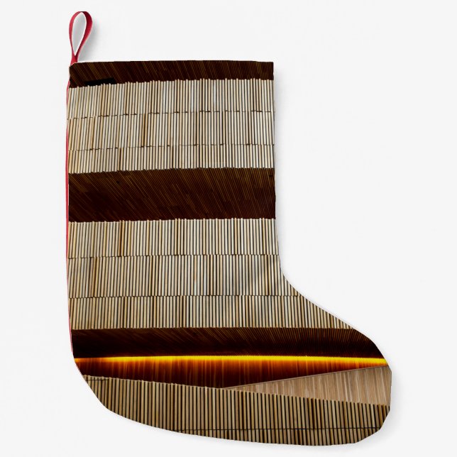 Black and white striped textile small christmas stocking (Front)