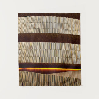 Black and white striped textile tapestry