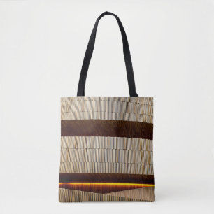 Black and white striped textile tote bag