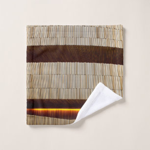 Black and white striped textile wash cloth