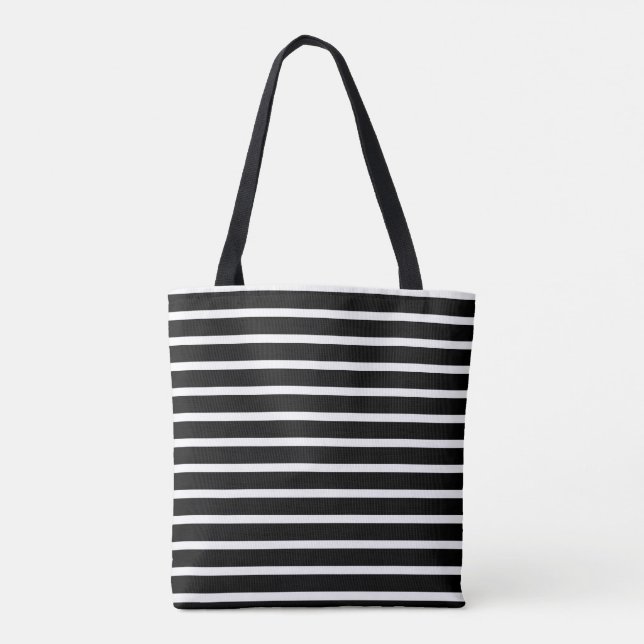 Black and White Striped Tote (Back)