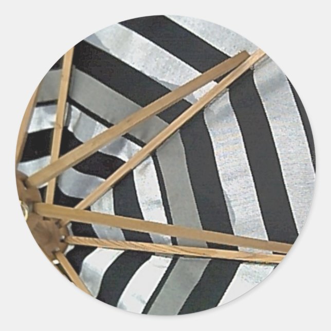 Black and White Striped Umbrella  Envelope Seals (Front)