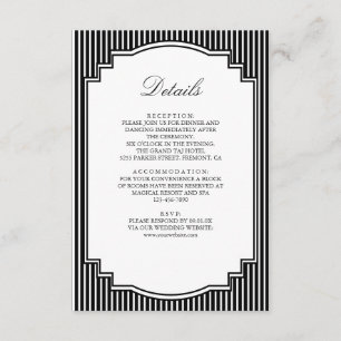 Black and White Striped Wedding Details Enclosure Card