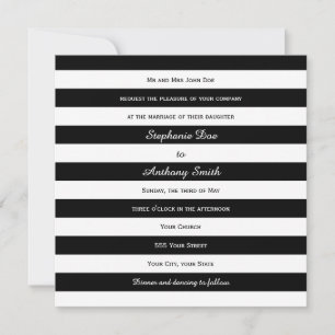 Black and White Striped Wedding Invitation