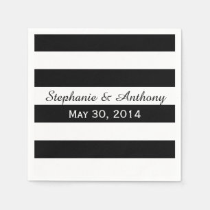 Black and White Striped Wedding Napkin