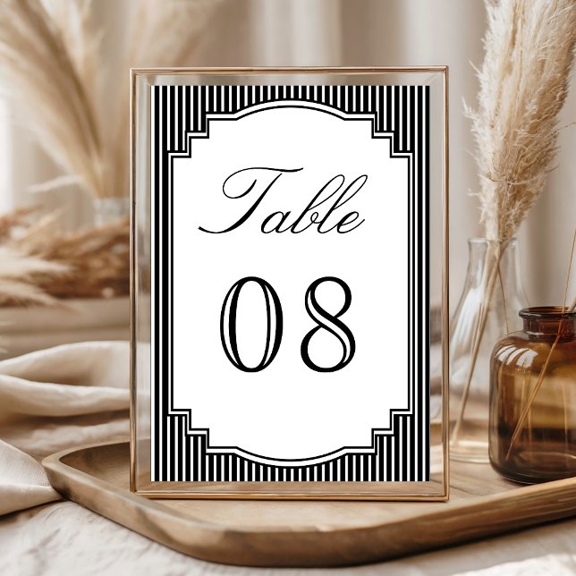 Black and White Striped Wedding Table Number (Creator Uploaded)