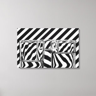 Black and White Stripes Abstract Glasses Canvas