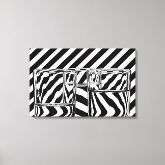 Black and White Stripes Abstract Glasses Canvas