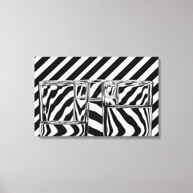 Black and White Stripes Abstract Glasses Canvas (Front)